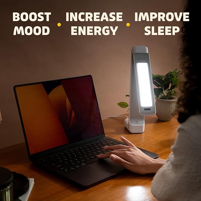 Circadian Optics Lumos 2.0 Light Therapy Lamp | As Seen On Shark Tank | 10,000 Lux Full Spectrum UV-Free Light | Boost Mood, Improve Sleep, Increase Energy & Enhance Focus (Gloss White)