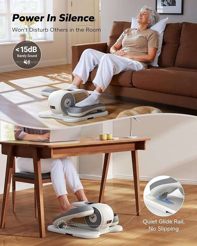 MERACH Under Desk Elliptical Machine, Ellipse Leg Exerciser as Seen on TV for Seniors with Remote Control & 12-Speeds, Quiet Portable Electric Seated Pedal Exerciser Machine for Home Office