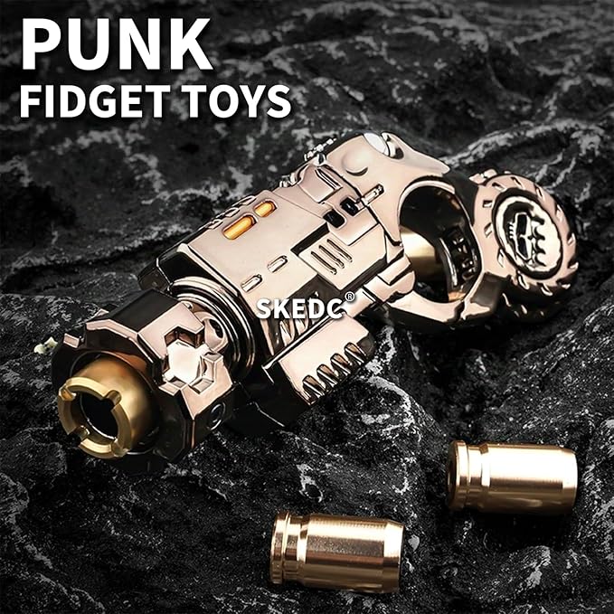 SKEDC Fidget Toys Adults, Alloy Fidget Slider Fidget Clicker Fidget Spinner, EDC Laucher Toy ADHD Tools Executive Desk Toy for Keep Focus & Relief Stress, Cool Gadgets for Men (2nd Gen Brown)