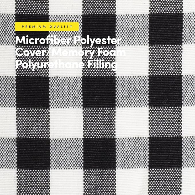 Sweet Home Collection Chair Cushion Memory Foam Pads Tufted Slip Non Skid Rubber Back U-Shaped 17" x 16" Seat Cover, 12 Pack, Checkered Black/White