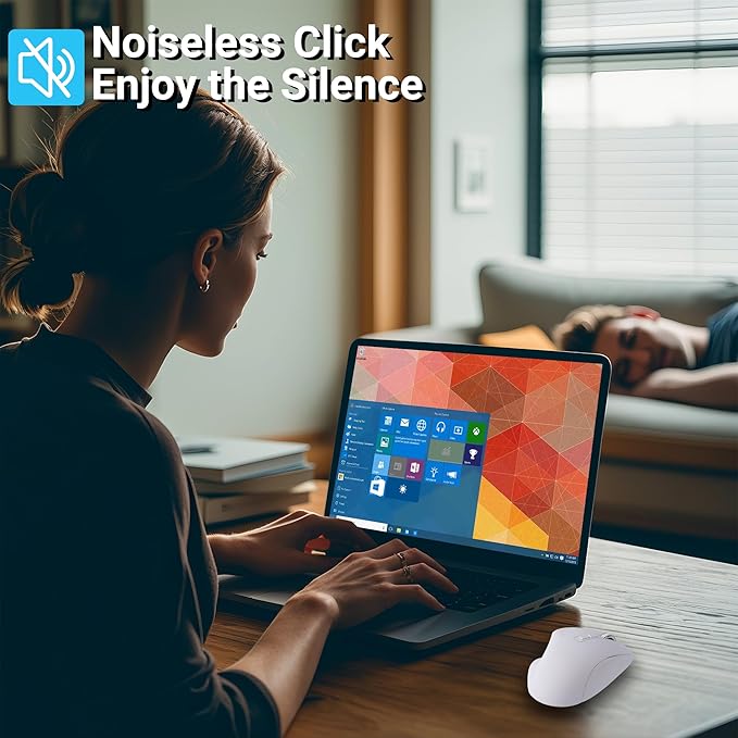 Ergonomic Mouse Jiggler,Bluetooth Vertical Wireless Mouse,LED Rechargeable Optical Computer Mice, Portable(BT5.2 or USB 2.4GHz) Dual Mode,1000/1600/2400 DPI,8 Buttons for Laptop,PC,Macbook (white)