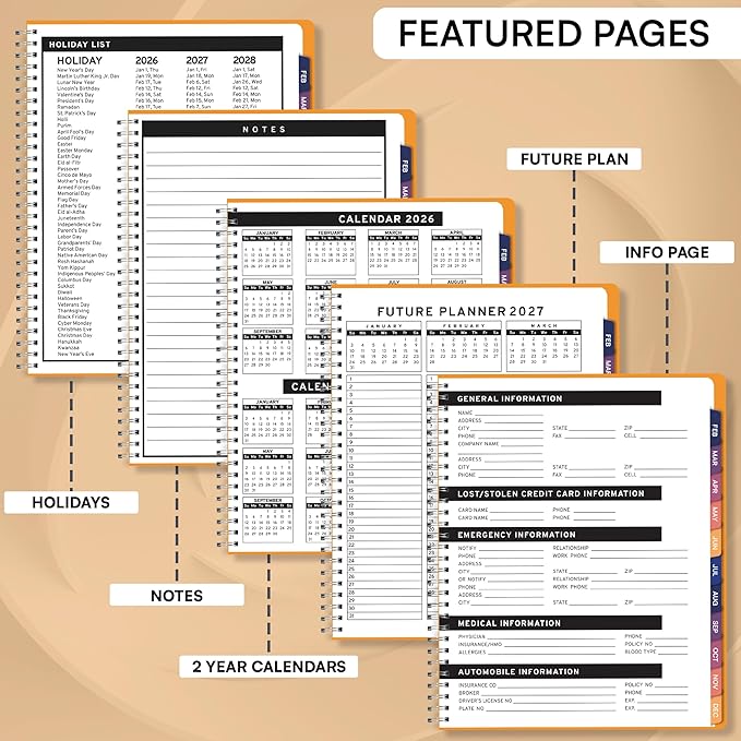 Ensight 2026 Appointment Book & Planner Ensight 8.5 x 11 inches Large Tabbed Daily Hourly Weekly Planner Schedule Book 15 Minute time Slots Business & Personal Planner Jan 2026 Dec 2026 Yellow