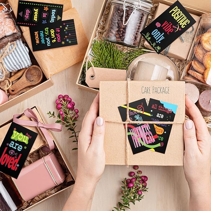 Jinei 300 Inspirational Affirmation Cards Positive Motivational Cards Small Mini Encouragement Quotes for Women Church End of the Year Teacher Gifts(Geometric Style)