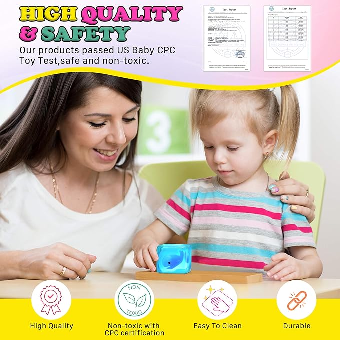 Squishy Stress Cube Fidget Toys Adults - Glow in The Dark Whale Sensory Toys for Kids with Autism Stress Balls for Kids Squeeze Toys for Anxiety Stress Relief Gifts