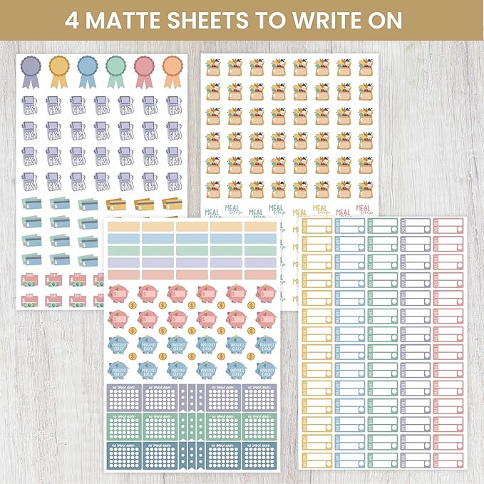 bloom daily planners Budget Planner Stickers for Personal Finance, Budgeting, Money, Bill, Debt and Expense Tracking (8 Sheets, 875 Stickers per Pack)