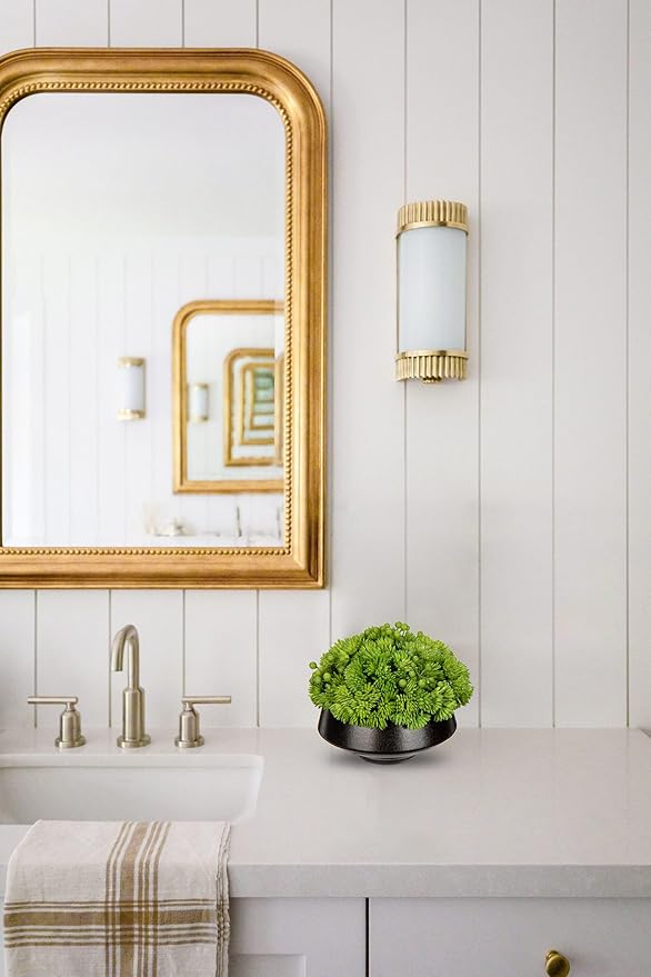 Briful Succulents Plants Artificial in Ceramic Pots Fake Succulent Arrangement with Black Bowl Planter Large Faux Succulent Plants for Home Bathroom Shelf Desk Table Indoor Decor