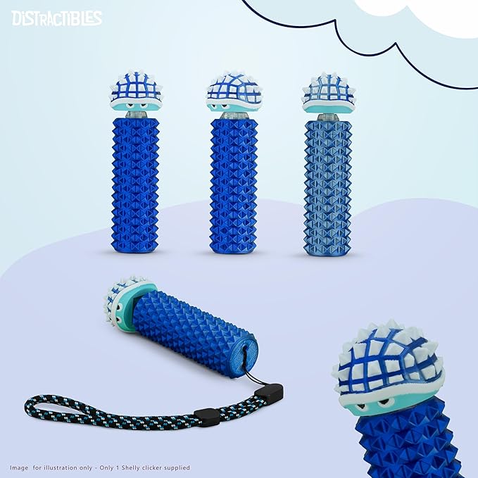 Shelly - Sensory Fidget Toy, Textured Pain Stim Device, Stress Relief for Focus and Concentration (Neon BlueSteel)