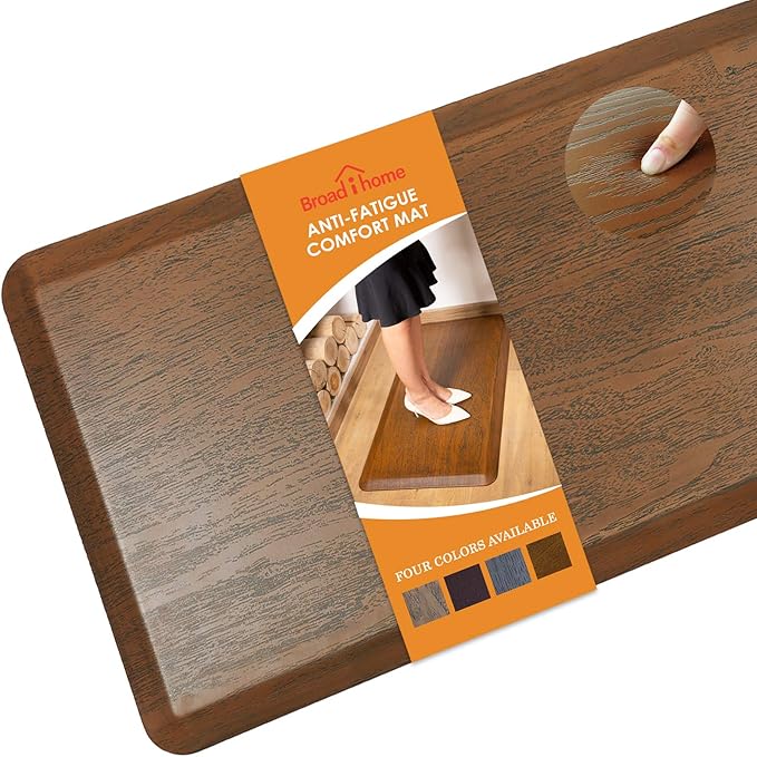 3/4'' Extra Support Anti Fatigue Comfort Mat for Standing Desks, Waterproof Kitchen Floor Mat, Non-Slip Standing Kitchen Mat for Offices, Home, Garages (Caramel Wood Grain, 20''x39'')