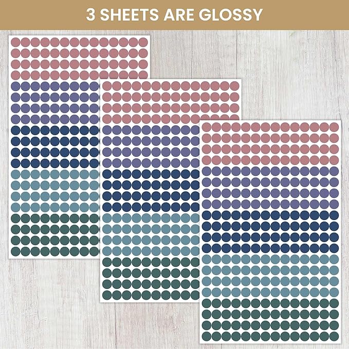 bloom daily planners Color Coding Planner Stickers - 1/4" Minimalist Dot Labels - Six Sheets, 1000+ Stickers Per Pack! - Jewel Tones