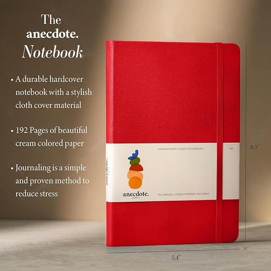 Hardcover Ruled Journal with Thick 100 gsm College Ruled Paper A5 size (8.3 inches x 5.4 inches) - Daily Writing Notebook Journal for Travel, School and Office Use - Diary Journal for Women and Men - Red