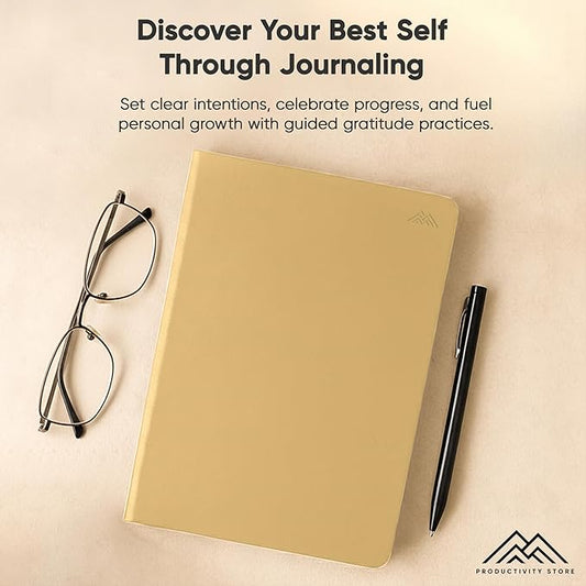 PRODUCTIVITY STORE Gratitude & Self-Care Journal - Guided Mindfulness & Mental Health Journal All-in-One with Prompts for Self Discovery - Daily Journal for Men & Women (A5, Cream)