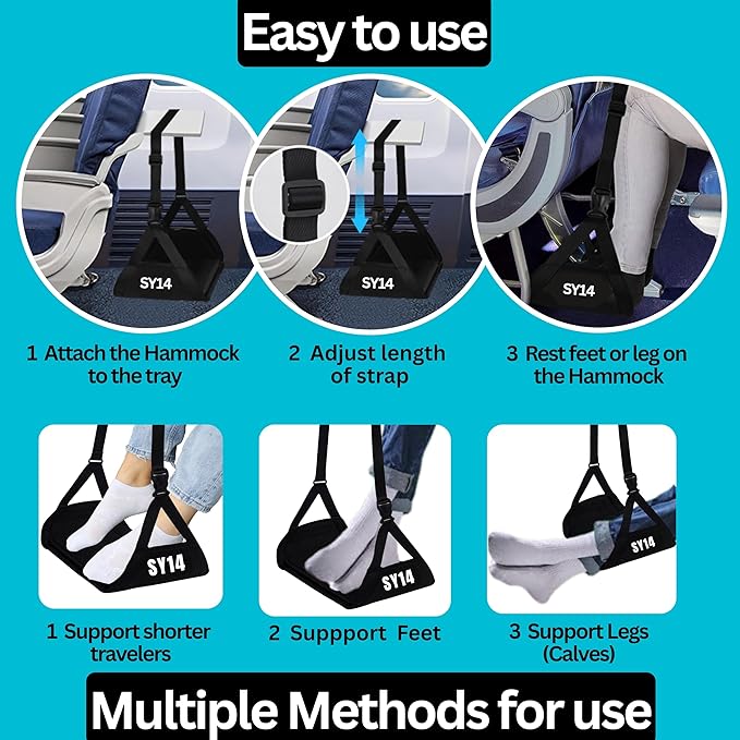 Premium Airplane Foot Hammock – Foot Hanger For Flights Portable Foot Rest For Air Travel Leg Rest For Airplane Travel Under Desk Foot Hammock for travel Gift Men Women Wheelchair footrest replacement