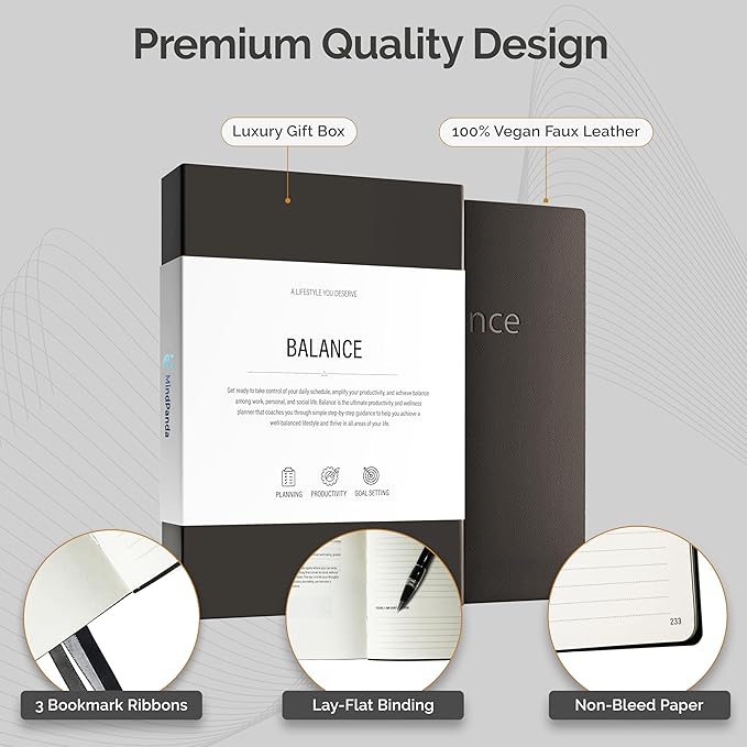 MindPanda 3-Month Undated A5 Productivity Planner – Daily Planner with a Guided 90-Day System for Focus, Goal Setting, Gratitude & Happiness – ADHD-Friendly Design