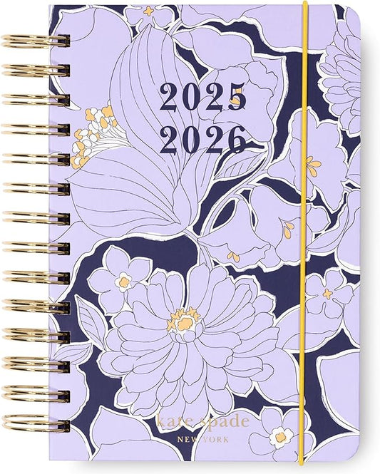 kate spade new york Daily Planner 2025-2026 Medium Agenda August 2025-December 2026, Hardcover Weekly and Monthly Spiral Planner with Stickers (Coastal Garden)