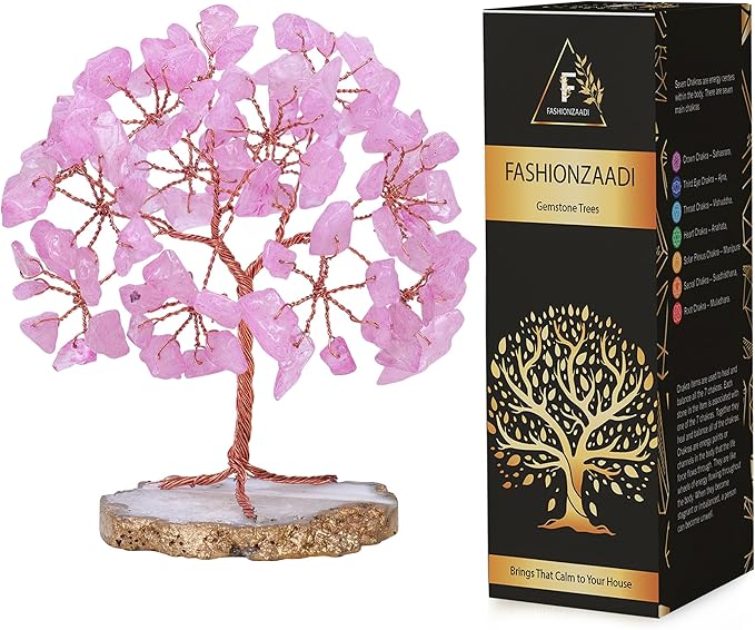 FASHIONZAADI Rose Quartz Crystals Tree, Crystals and Healing Stones, Pink Crystal Tree, Office Decor for Women, Birthday Gifts for Women, Crystal Decor, Spiritual Gifts