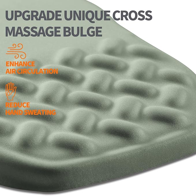 Ergonomic Slope Mouse Pad Wrist Support, Wrist Rest Mousepad for Carpal Tunnel Pain Relief with Massage Bulge and Slow Rebound Memory Foam (12x8 inch, Light Green)