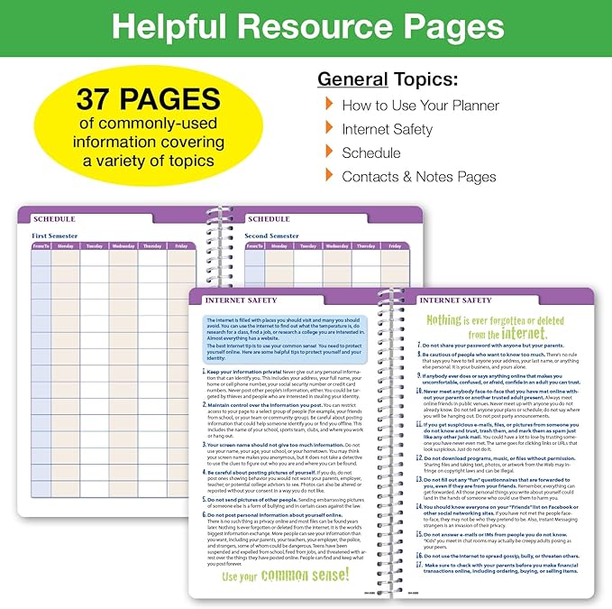 Global Datebooks Dated Middle School or High School Student Planner for Academic Year 2025-2026 Includes Ruler/Bookmark and Planning Stickers (Matrix Style - 5.5"x8.5" - Halftone Blue)