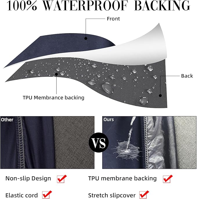 8Pcs Stretch Patio Cushion Covers Waterproof Outdoor Cushion Covers Patio Couch Cover Slipcovers, for Outdoor Furniture Protector Covers Replacement(Cover Only) (Gray)