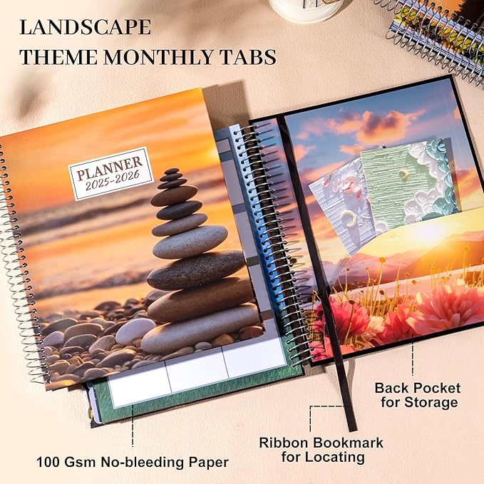 CAGIE 15 Month Planner Oct 2025-Dec 2026 Hourly Daily 2025-2026 Weekly Monthly Planners for Women 25-26 Day Hardcover Calendar Agenda with Stickers, 8.5 x 11