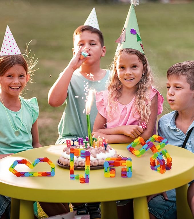 Ganowo 12 Pack Wacky Tracks - Rainbow Color Snap Click Fidget Toys for Kids Adults ADHD Finger Sensory Autism Stress Relief Keeps Fingers Busy and Minds Focused