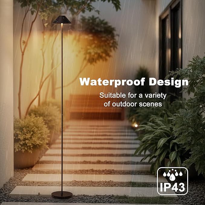 Rechargeable Floor Lamp for Indoor/Outdoor, Cordless Tall Standing Lamp with 3 Color Temps & Dimmable, IP43 Waterproof, Adjustable Height 16-59 Inch, LED Floor Lamp for Living Room, Bedroom, Patio