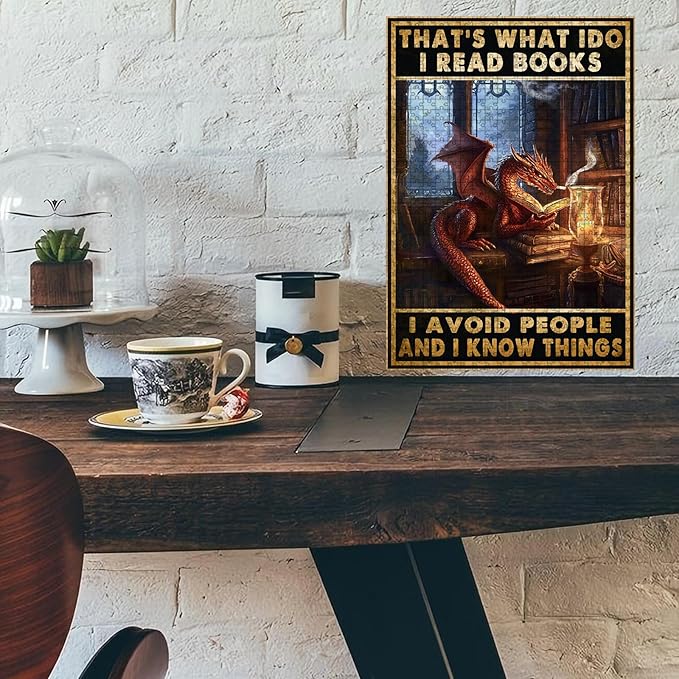 1000 Piece Wooden Puzzle That's What I Do I Read Books Adults Funny Challenge for Stress Relief & Entertainment Kids Family Challenging Jigsaw 29.5x19.7 Inch