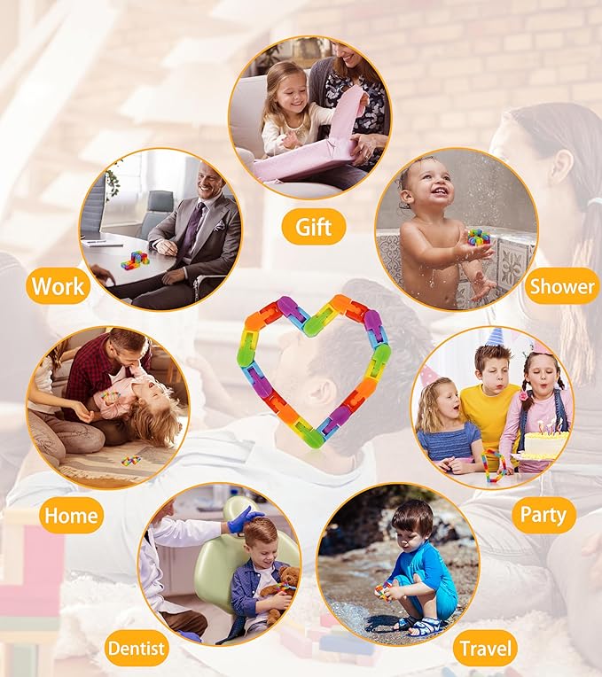 Ganowo 30 Pack Fidget Toy Wacky Tracks Snap and Click Fidgets Sensory Toys Party Favors ,Classroom Reward,School,Christmas Stocking Stuffers for Adults ,Kids