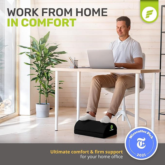 ErgoFoam Foot Rest for Under Desk at Work - Chiropractor Endorsed 2in1 Adjustable Premium Under Desk Footrest - Ergonomic Desk Foot Rest with High-Density Compression-Resistant Soft Foam (Black, Mesh)