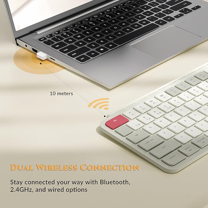 Keychron B6 Pro Ultra-Thin Wireless Keyboard, Full-Size ZMK with Numeric Keypad Quiet Typing, 2.4 GHz/Bluetooth 5.2/Wired Connection Long Battery Life, Compatible with Mac Windows Linux - Retro Red