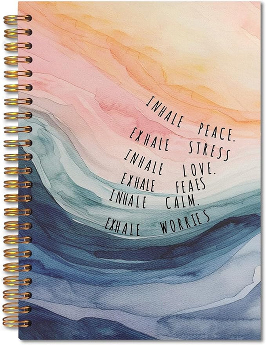 Inhale Exhale Mental Health Spiral Notebook 5.5x8.3, Therapy Journal for Mental Health, Watercolor Abstract Aesthetic Notebooks for Note Taking