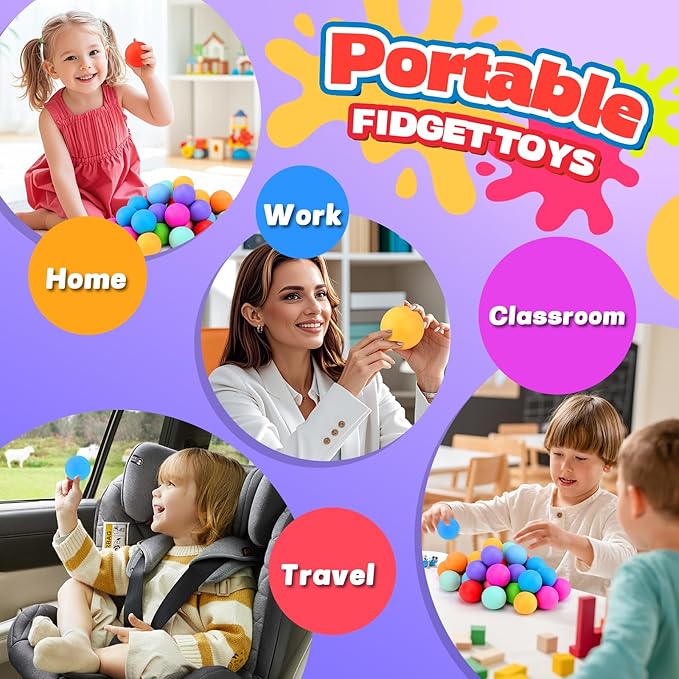 24Pcs Slow Rising Stress Balls,Color-Chaning Stress Balls for Kids,Fidget Sensory Toys for Relief,Autism Toys,Stocking Stuffers,Kids Party Favors