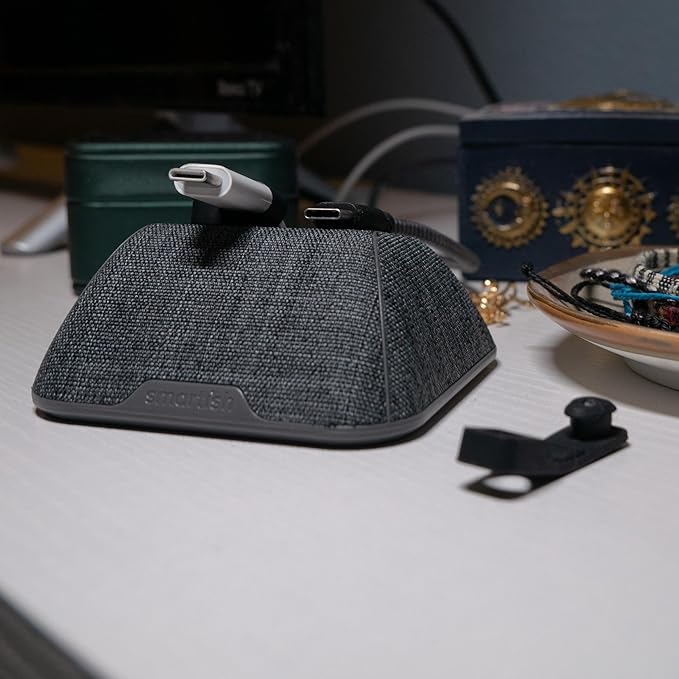 Smartish® Magnetic Cord Holder - Cable Wrangler Organizer with Magnet Clips for Charger Management on Desktop, Nightstand, or Side Table for All Cables, USB-C, Lightning Cables - I'm Blushing