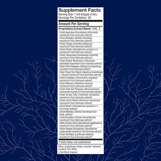 Host Defense MyCommunity Extract - 17 Species Blend Mushroom Supplement for Immune Support - Extract with Lion's Mane, Reishi, Chaga, Cordyceps, Turkey Tail & More - 1 fl oz (30 Servings)*