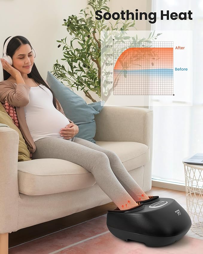 Snailax Shiatsu Foot Massager Machine with Soothing Heat, Deep Kneading, Air Compression, Improve Blood Circulation and Foot Wellness,Relax for Home or Office Use