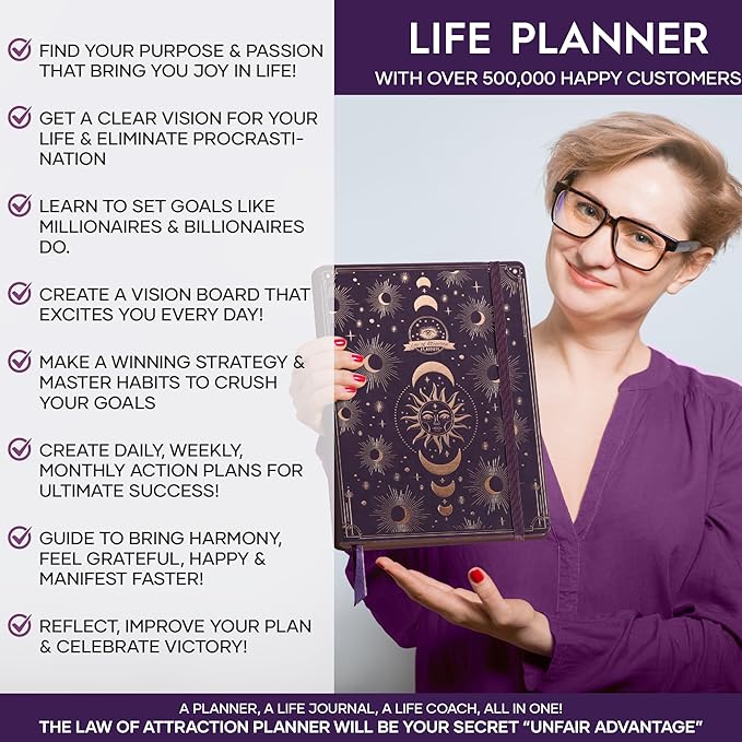 2026 Planner Weekly and Monthly | Law of Attraction Planner with Panduo App | A 12 Month Journey for Productivity, Gratitude & Goal Setting | Includes Foldable Vision Board, Gift Box & Stickers