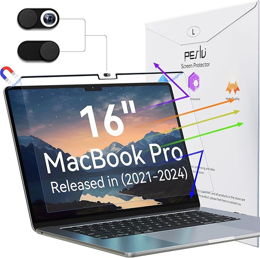 Magnetic Anti Blue Light Screen Protector for MacBook Pro 16 Inch (2021-2024, M1, M2, M3, M4), Removable Glare Filter for 16.2" Mac Laptop Computer