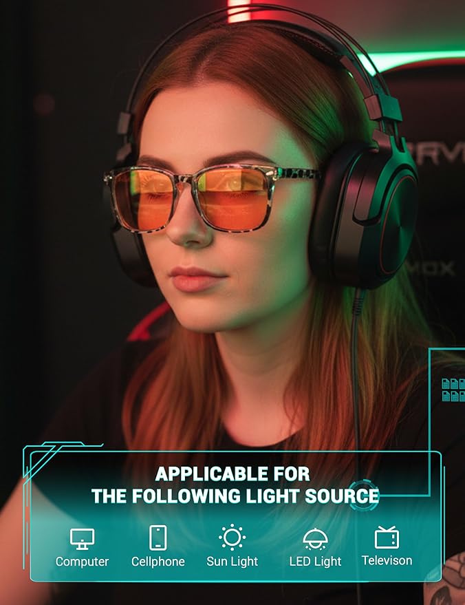 TIJN Blue Light Blocking Glasses Dual AR Coatings Amber Orange Lens for Computer Gaming