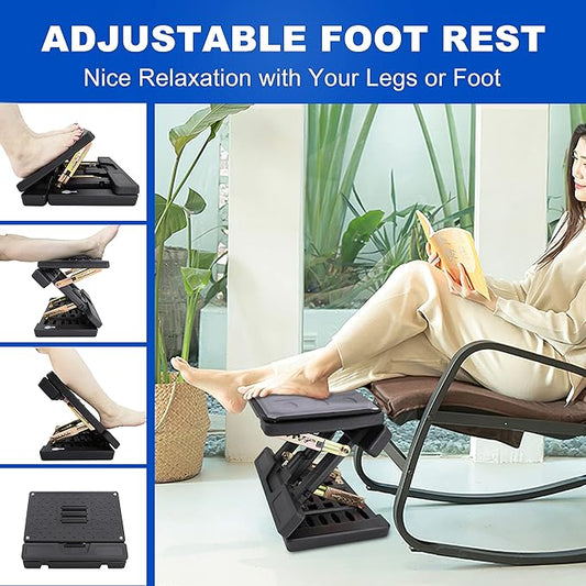Adjustable Foot Rest and Footstool Under Desk, Ergonomic Leg Rest with Massage Roller, Height & Angle Adjustable, Detachable Cushion for Office and Home (Gray)