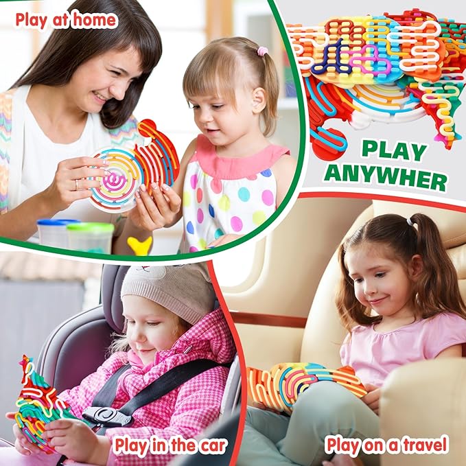 3Pcs Sensory Activity Board, Fidget Sensory Toys for Kids Adults, Duble Sided Design Kids Busy Board, Calm Down Fidget Toy for Stress Relief