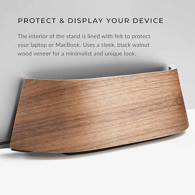 HumanCentric Vertical Laptop Stand in Black Walnut Wood, Upright Adjustable Holder and Dock, Laptop Vertical Stand Fits MacBook Pro and Other Laptops .5" to 1.5", Clamshell Compatible