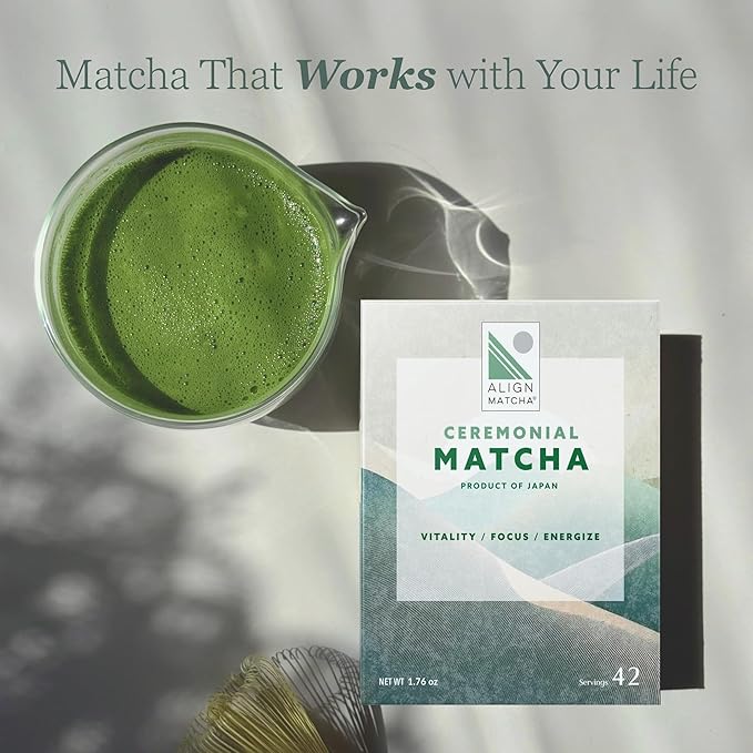 ALIGN MATCHA - Ceremonial Grade Japanese Matcha Powder 50g 42 Servings for Daily Focus, Smooth Energy & Vibrant Clarity, Fine Stone-Ground Green Tea for Lattes, Smoothies & Rituals, Sourced from Japan