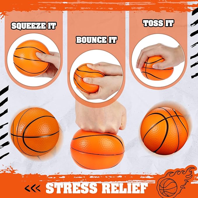 6 Pcs 4'' Mini Foam Basketballs for Kids Adults, Squeeze Stress Ball Safe Soft Replacement Beach Pool Basketball for Indoor Hoop Toddler Quiet Bouncy Sport Game(Orange)