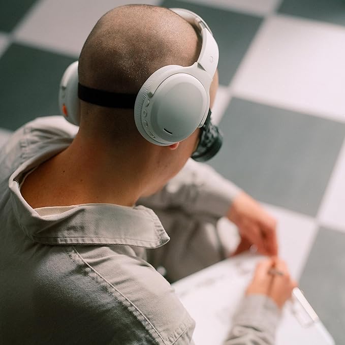 Skullcandy Crusher ANC 2 Over-Ear Noise Canceling Wireless Headphones with Sensory Bass and Charging Cable, 50 Hr Battery, Skull-iQ, Alexa Enabled, Microphone, Works with Bluetooth Devices - Bone