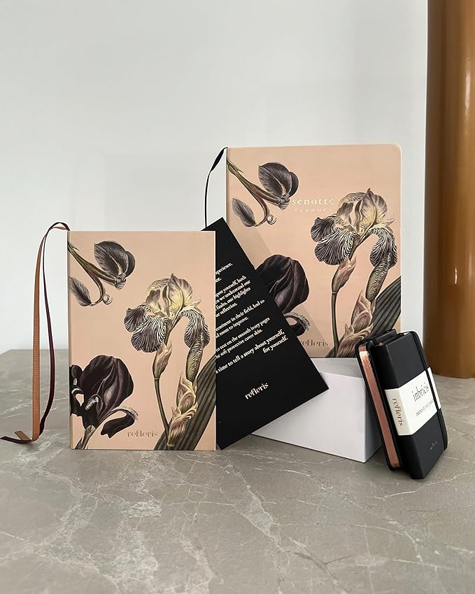 A5 Dot Grid Journal – Ivory Paper Bullet Notebook with Peony Hardcover, Copper Edges, Pen Loop, 2 Ribbon Bookmarks, Inner Pocket – Elegant Floral Stationery for Journaling (Peony Whispers)