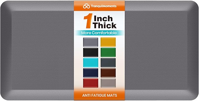 Kitchen Mats for Floor, 1 Inch Extra-Thick Kitchen Rugs, Non-Slip & Waterproof Standing Desk Mat, Comfort Anti Fatigue Mats for Kitchen Floor, Home, Sink, Office (20" X 39", Grey)