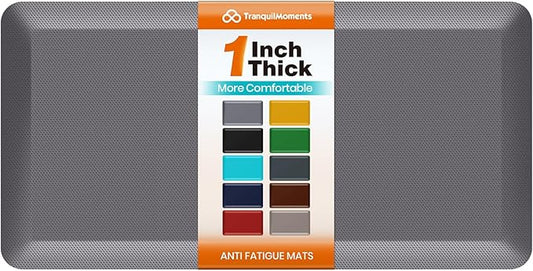 Kitchen Mats for Floor, 1 Inch Extra-Thick Kitchen Rugs, Non-Slip & Waterproof Standing Desk Mat, Comfort Anti Fatigue Mats for Kitchen Floor, Home, Sink, Office (20" X 39", Grey)