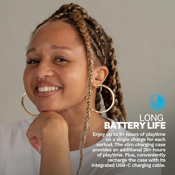 JLab Go Air Pop+ Tones True Wireless Earbuds, in Ear Headphones, Bluetooth Earphones, 35H Playtime Ear Buds, Bluetooth Earbuds with Microphone, USB-C Charging Case, Dual Connect, EQ3 Sound, (728 N)