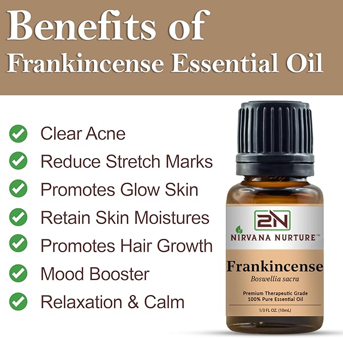 Frankincense Sacra Essential Oil 100% Pure Premium Therapeutic Grade, Undiluted - Aromatherapy Diffuser for Calm and Relaxation, Skin Care, Hair Care