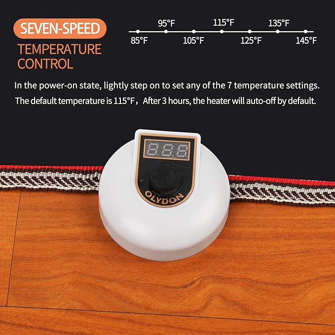 Electric Heated Floor Mats Under Desk, Heated Foot Warmer - 110v Toes Warming Heater for Office and Home(Wood grain)