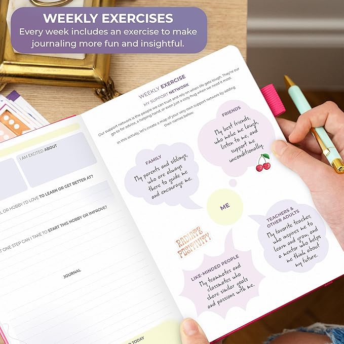 Clever Fox Empowering Journal for Teen Girls – Guided Self-Love Diary with Prompts – Gratitude & Manifestation Notebook, Teenage Gifts (Fuchsia)